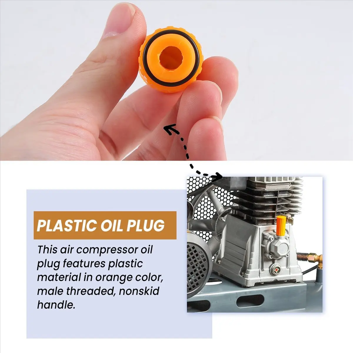 REST 16mm Male Thread Dia Plastic Oil Plug for Air Compressor Orange