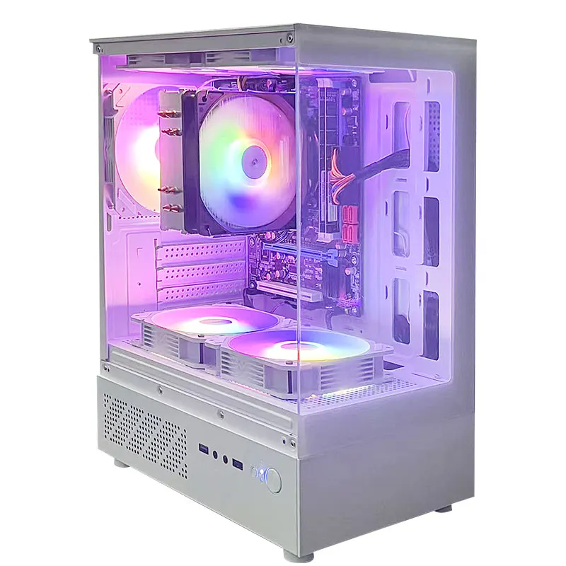 Aotesier Gaming PC core i7 CPU con 16G RAM 256G SSD HD4600 ATX/ITX/M-ATX pannello laterale full view Temper Glass Front Gaming pc game