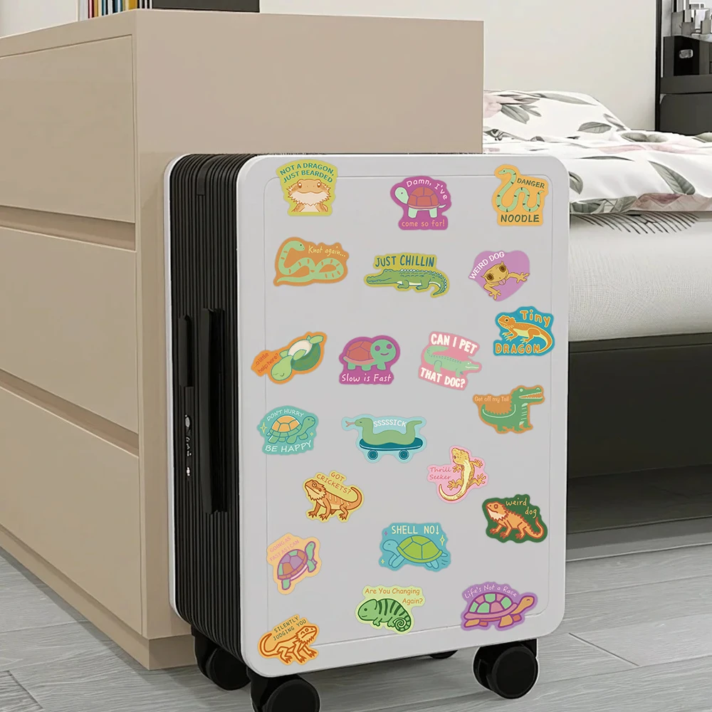 Picture 6: 50pcs Cartoon Reptile Stickers Kawaii Cute Animals Decals For Laptop Scrapbook Backpack Envelope Magazine DIY Graffiti Stickers