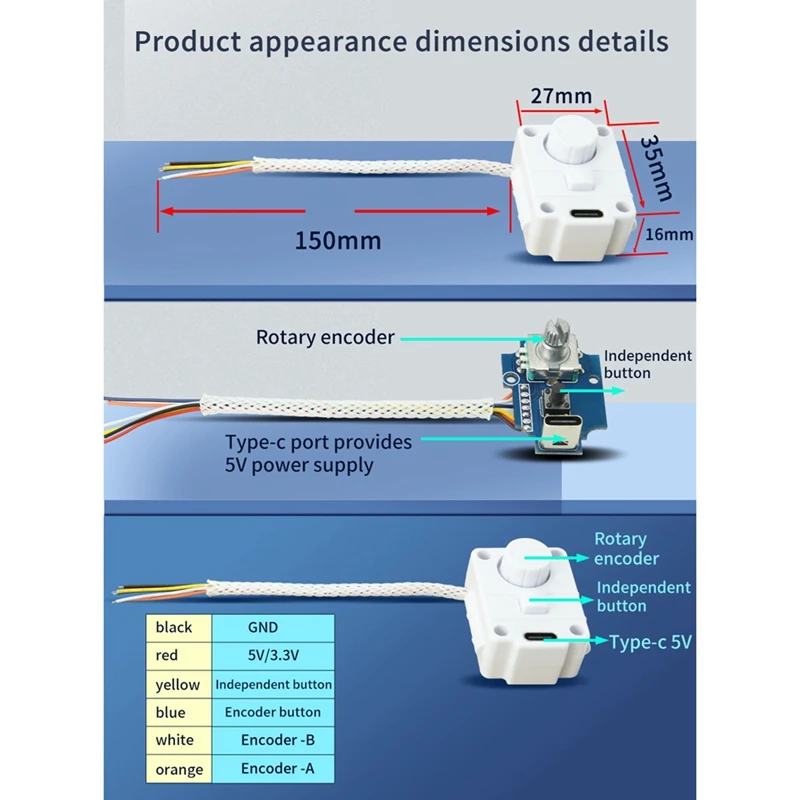 Rotary Encoder Module 360° Encoder Module Potentiometer Digital Pulse Output Tuner Speed Dimmer Module