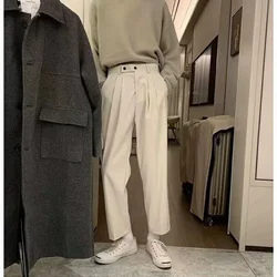 2023 Spring Summer New Solid Color Men's Clothing Silky Feeling Handsome Fashion Casual Trend Korean Version Youth Suit Pants