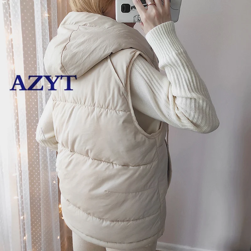 winter warm Vest Women Fashion Hooded Cotton Waistcoat Casual Winter Sleeveless Jacket female outwear