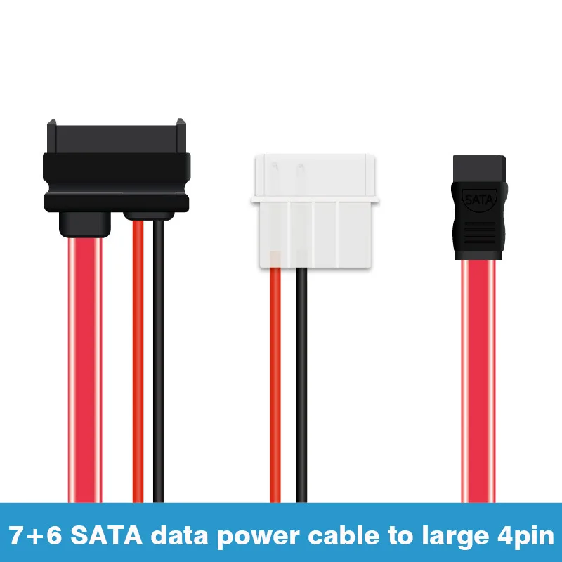 SATA Data Power Cord Integrated 7 + 6 To D 4pin Solid State SSD Alternation Cable for ALIENWARE X51R2R1