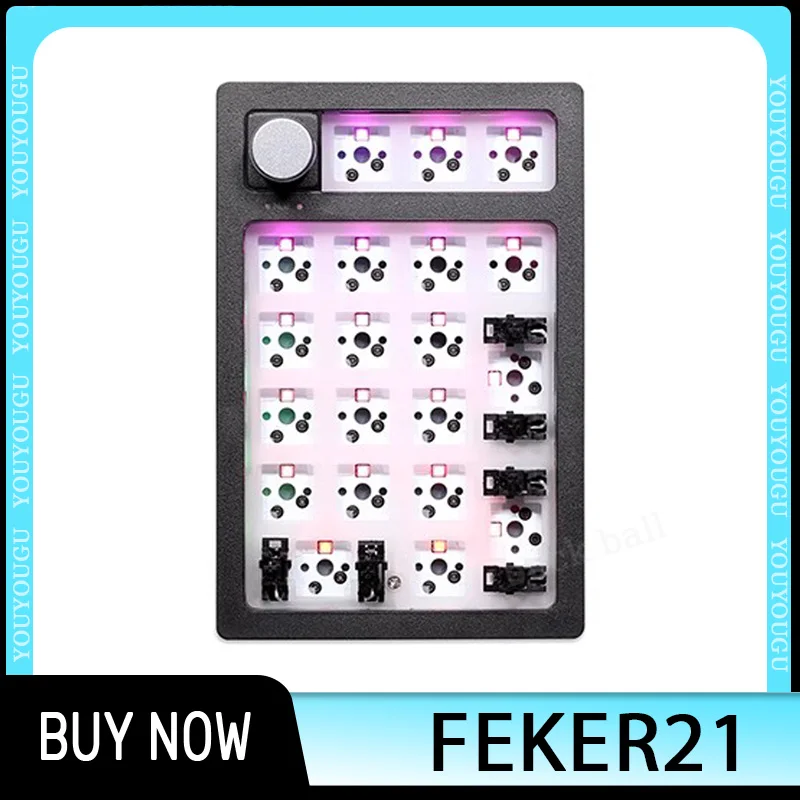 Feker21 Mini Keypad Kit 3 Mode 2.4g Wireless Bluetooth Numerical Keyboard Kits Hot Swap Portable Keyboard Kit Gasket Custom Kits