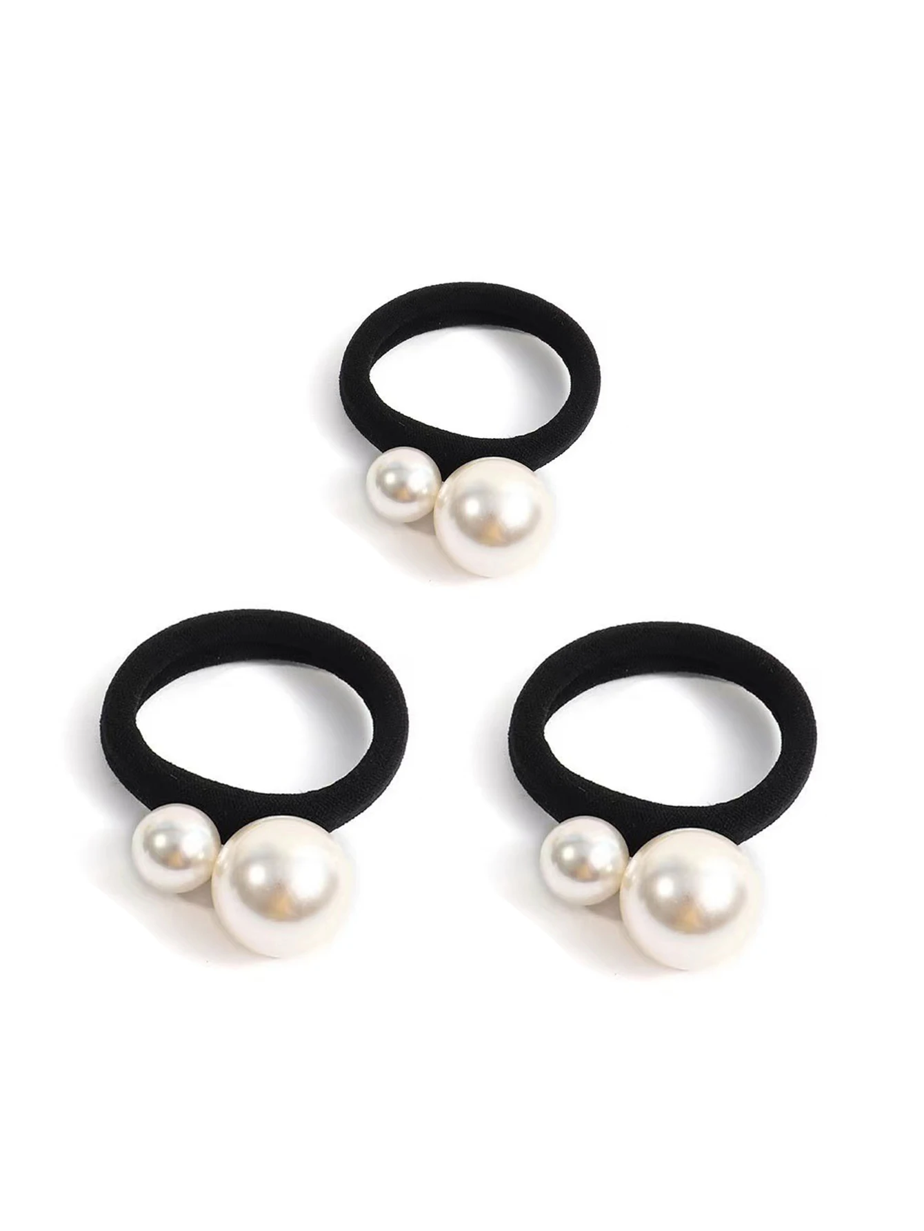 3Ppcs/Set Fashion Artificial pearl Hair ring  For Women Girls High elasticity durable Hair rope Hair Accessories