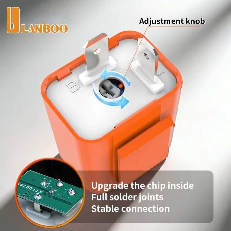 LANBOO DC 12V 2Pin LED Flasher Relay Adjustable Speed  Frequency for Motorcycle Car Turn Signal 10A