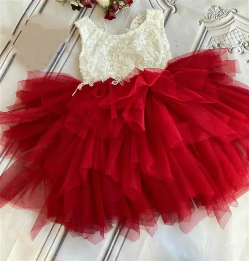 

Wine Red Flower Girl Dress Lace Top Baby Toddler Dress Tulle Tutu Baby Toddler Girl Dress Infant Holiday Dress