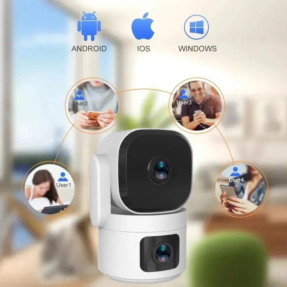 4MP Dual PTZ WiFi Camera Dual Lens Home Indoor CCTV Surveillance Camera Auto Tracking Security Protection Baby