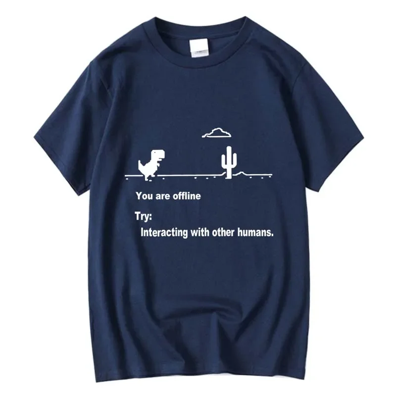 Men's High Quality Cotton Blend Funny Dinosaur Print T Shirt Loose O-neck Men Tshirt Short Sleeve T-shirt Male Tees Tops view 2