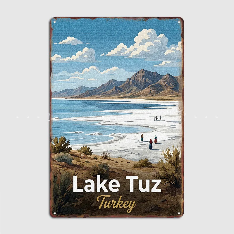 

Lake Tuz, Turkey Scenery Travel Poster Metal Sign Bar Custom Bedroom Indoor Home Wall Decor Posters Room Decoration