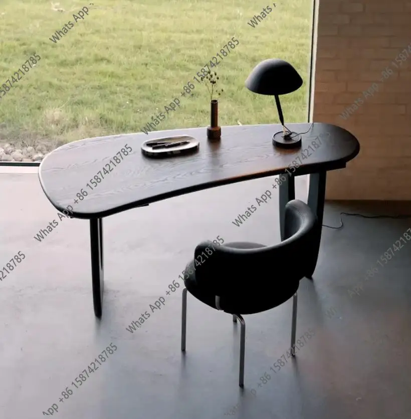 French solid wood desk antique curved study office designer workbench household advanced black computer desk