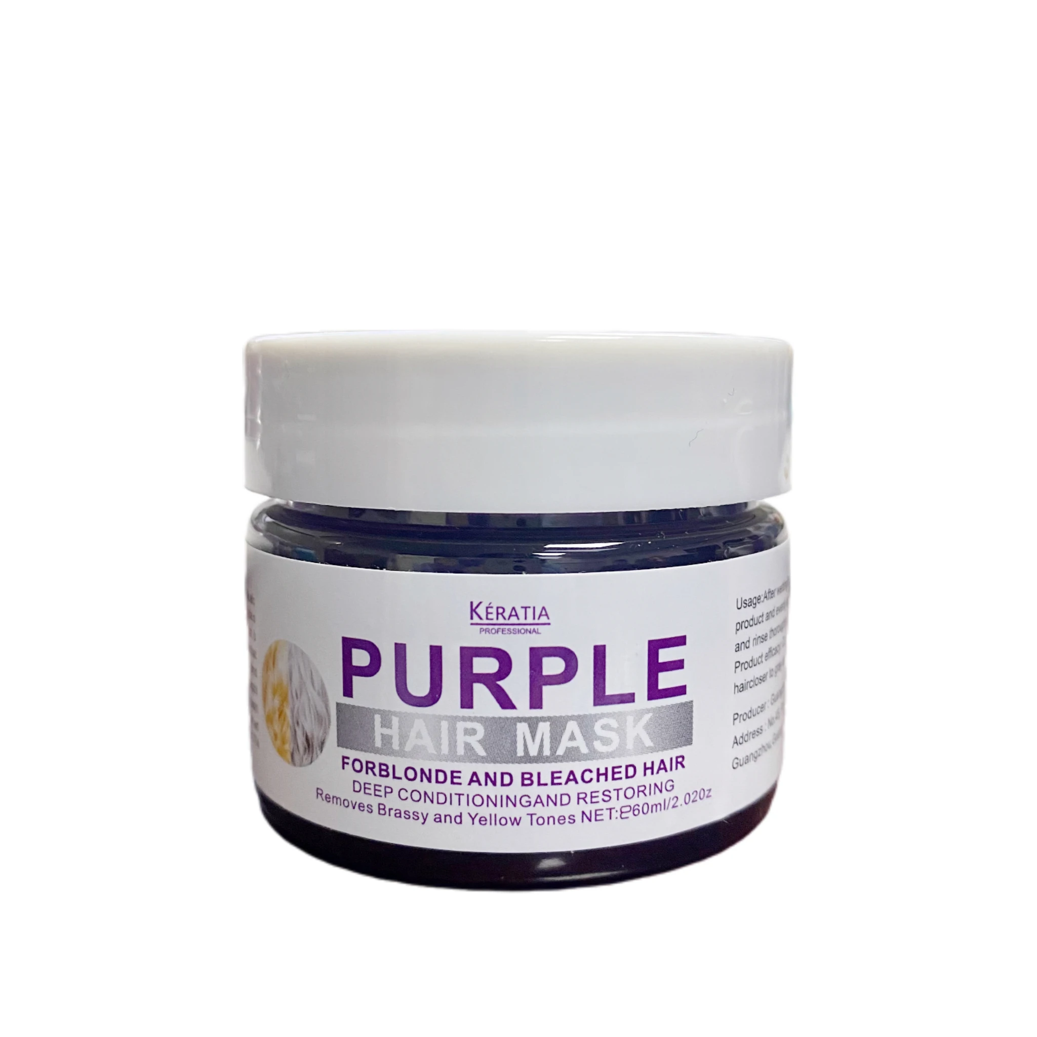 60ml Natural Cruelty Free Purple hair mask Removes Yellow Brassy Tones Cream Hair Care Products