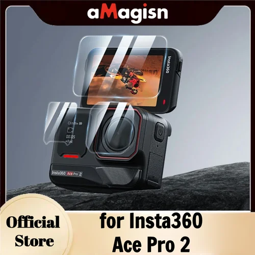 Protector de pantalla de lente aMagisn para Insta360 Ace Pro 2, vidrio templado dureza 9H antiarañazos antibolas, accesorios Ace Pro 2