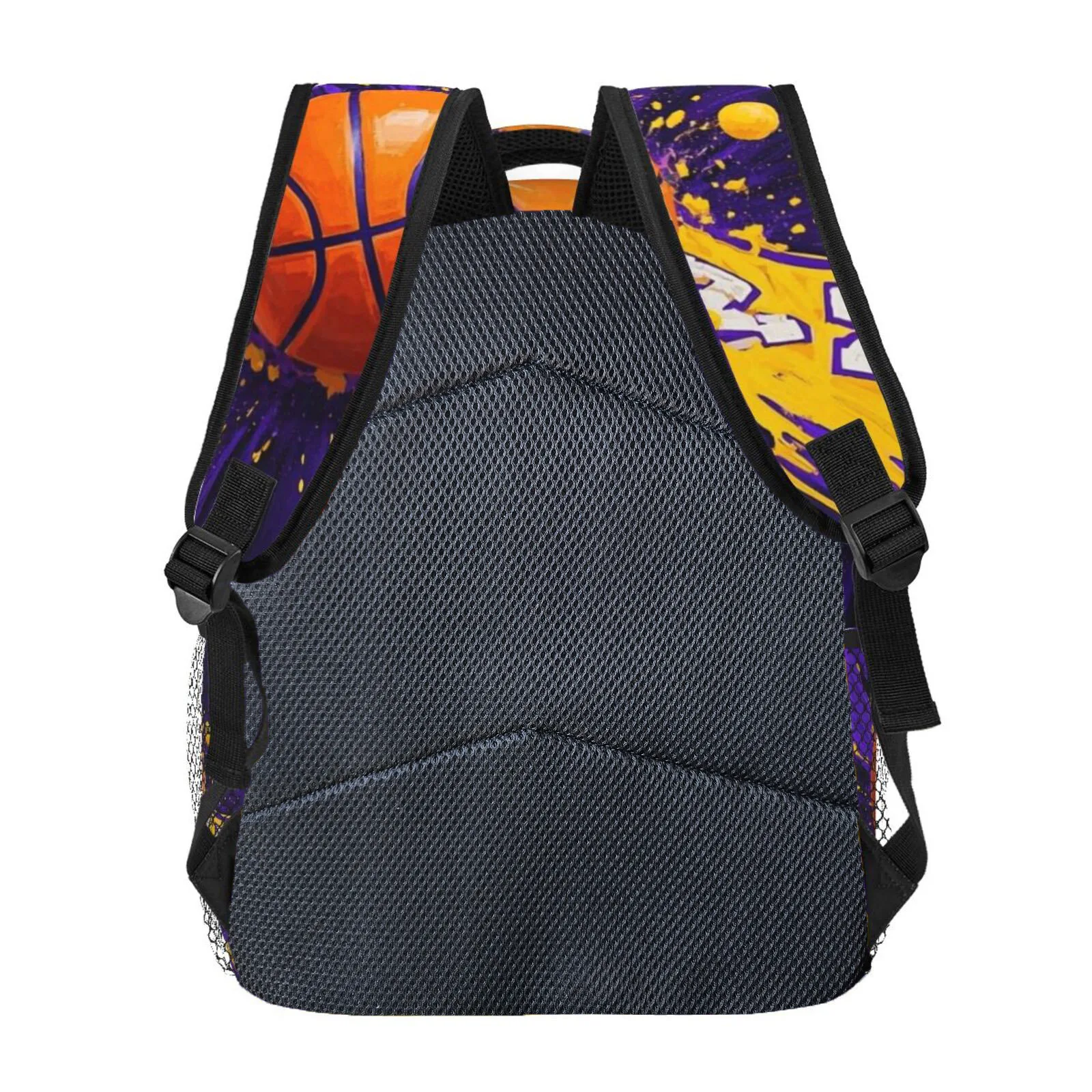 Basketball Themed Backpack with Hoop Large Capacity Bookbag Gear Carrier Adjustable Straps Zipper Closure Hand-Washable