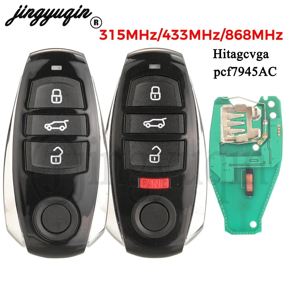 

jingyuqin 3/4 Buttons 315MHz 433MHz 868MHz Smart Remote Car Key For VW Volkswagen Touareg 2010-2014 Hitagcvga PCF7945AC Chip