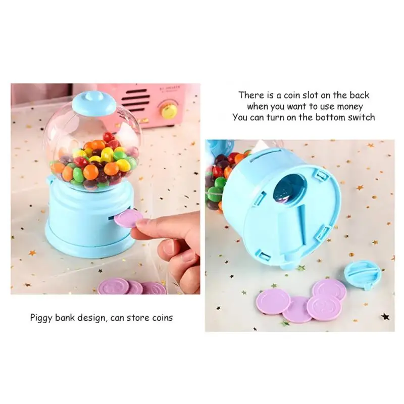 Cute Sweet Mini Candy Machine Kids Bubble Gift Children Bank Toys Dispenser Gumball Coin Saving Box Piggy Bank Home