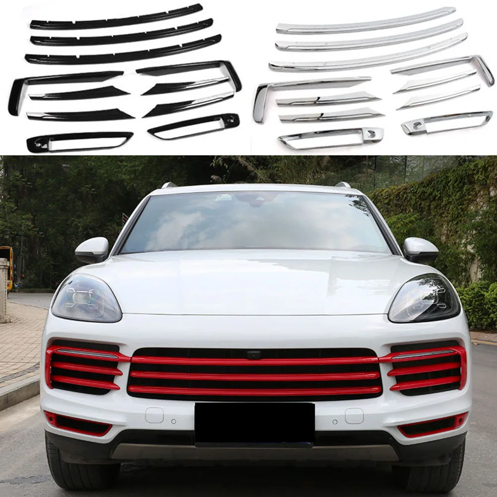 Car Front Grill Grille Trim Sticker Fog Lamp Cover Fit for Porsche Cayenne 2018 2019