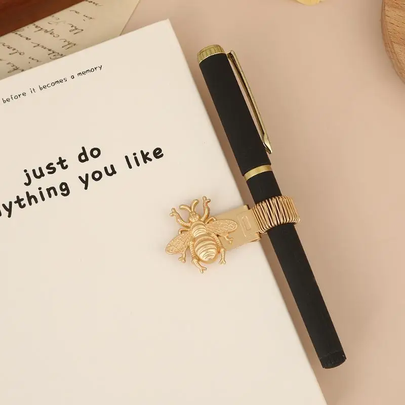 1pc Vintage Insect Metal Pen Clip Spring Loaded Pen Holder For Notebook Journal Office School Stationery