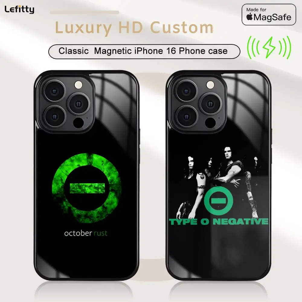 

Band T-Type O Negative Phone Case For iPhone 16 15 14 13 12 11 Pro Max Plus Mini Magsafe Charging Cover Magnetic Hard Shell
