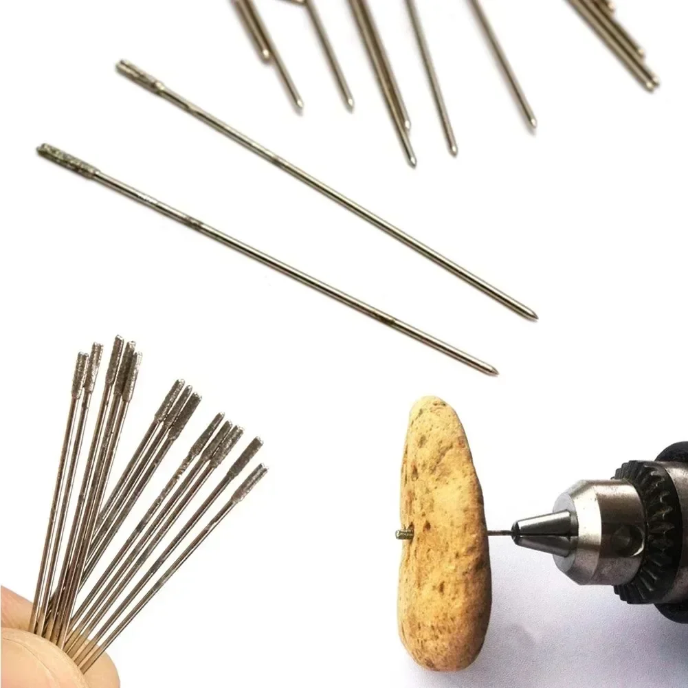 20pcs Mini Micro Drill Bits 1.0mm Wet Drill Bit Jade Perforating Needle Diamond Grinding Head Drilling Bit 0.6mm Shank