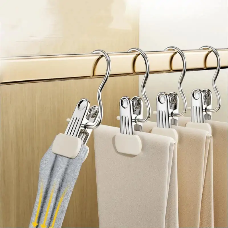 10 Pcks Multifunctional Clothes Pegs Clip Laundry Tongs Pants Hanger Dirty Laundry Basket Traceless Hat Hook Clothespin Storage