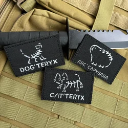 Cat and Dog Morale Badge Reflective Patches Skeleton Capybara Tactical Patch Hook and Loop Military Backpack Sticker Appliques