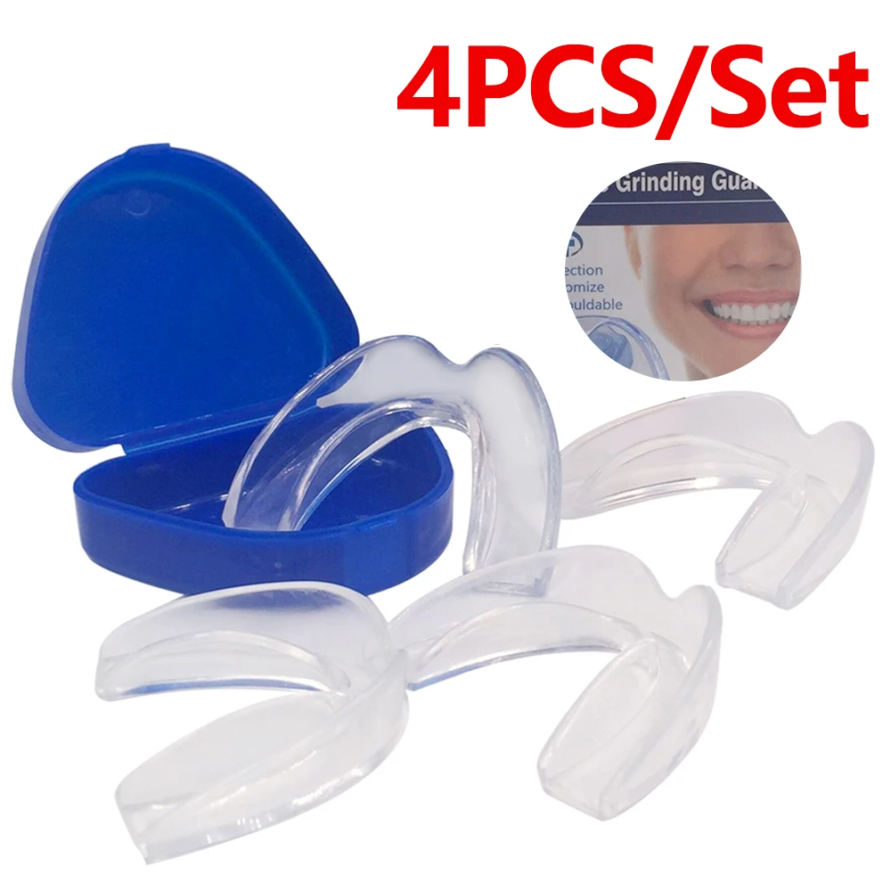 4pcs/set Mouth Guard with Storage Case For Anti Snoring Bruxism Mouth Guard Snoring Stopper Improve Sleeping Teeth Bruxism