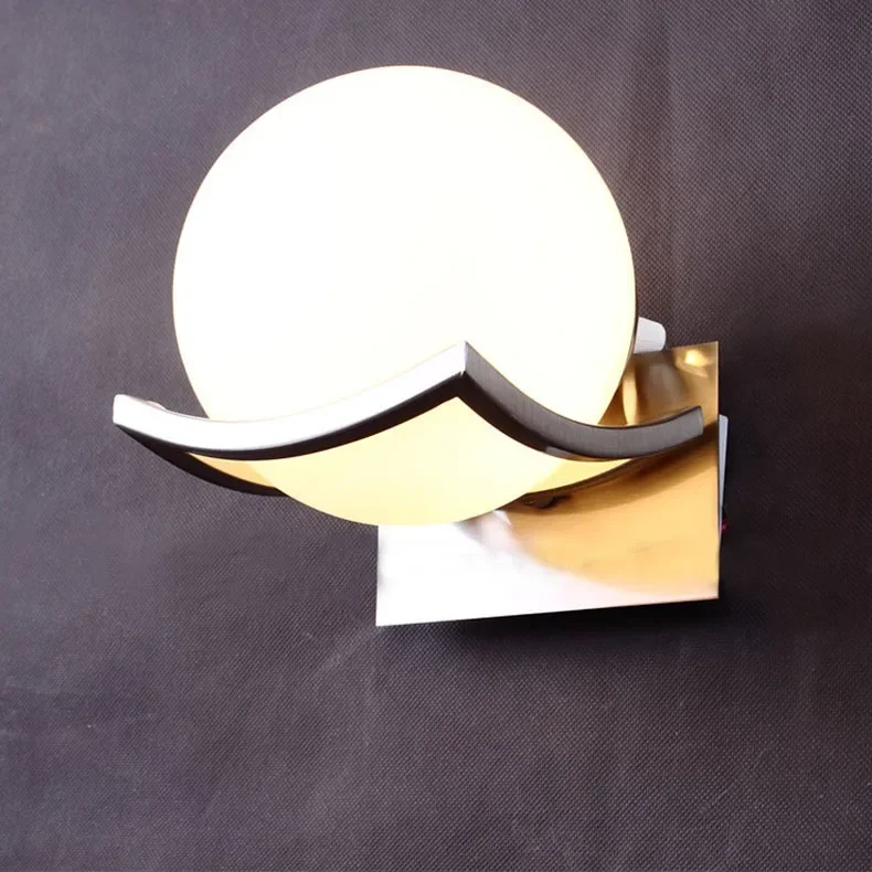 Modern Wall Lamp Metal Base Sconce Glass Circle Ball Warm White Light for Corridor Hotel Bedroom Luminaire Lighting Fixture