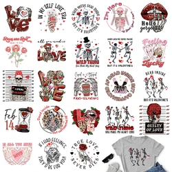 Iron On Skull Love Transfer Sticker Clothing Hooding Love Design Heat DTF Transfer Print Patch T Shirts DIY Custom Valentine
