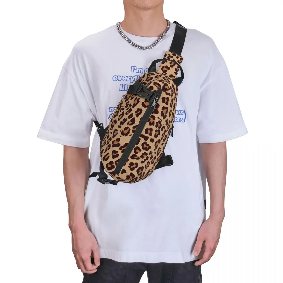 Gold Brown Leopard Print Shoulder Bags Chest Cross Chest Bag Diagonally Casual Man Messenger Bag