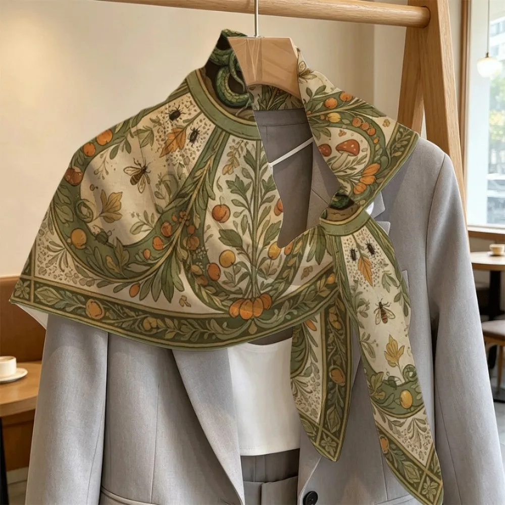 Vibrant snake leaf mushroom art Women Retro Square Scarf, Vintage Multi-wear Accessory Elegant Gift