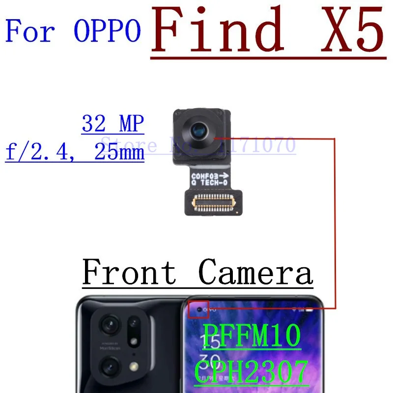 Original Rear Front Camera For OPPO Find X5 Pro PFFM10 PFFM20 Backside Facing Frontal Selfie Back Camera Module Parts