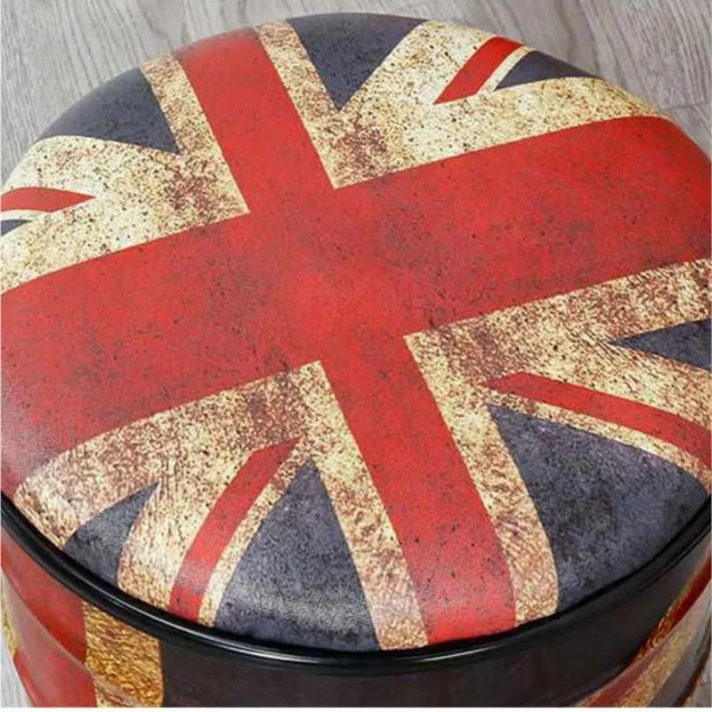 OMGD Paint Bucket Industrial Style Stool Creative Storage Iron Barrel Stool Storage Stool Vintage Iron Round Barrel Stool image 6