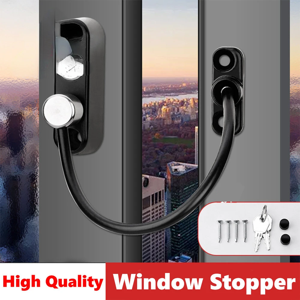 Stainless Steel Window Lock Children's Safety Lock High-rise Falling Protection Push-pull Stopper Anti-theft Window Lock