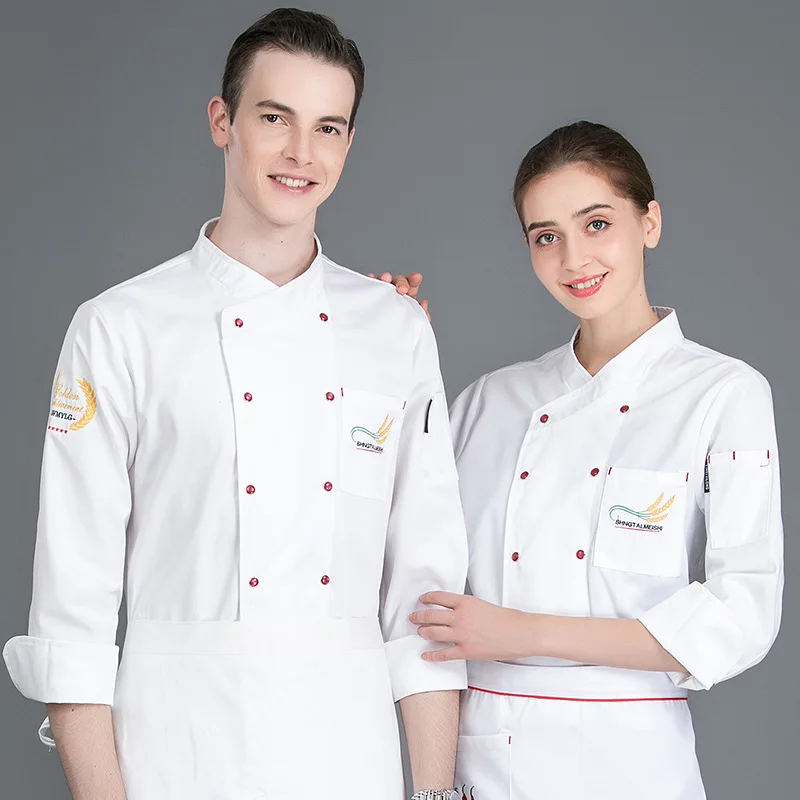

C690 Chef's Work Clothes Long Sleeve Chef Jackets Kitchen Restaurant Chef Coat White Chef Jacket Waitress Uniform Coat Chef