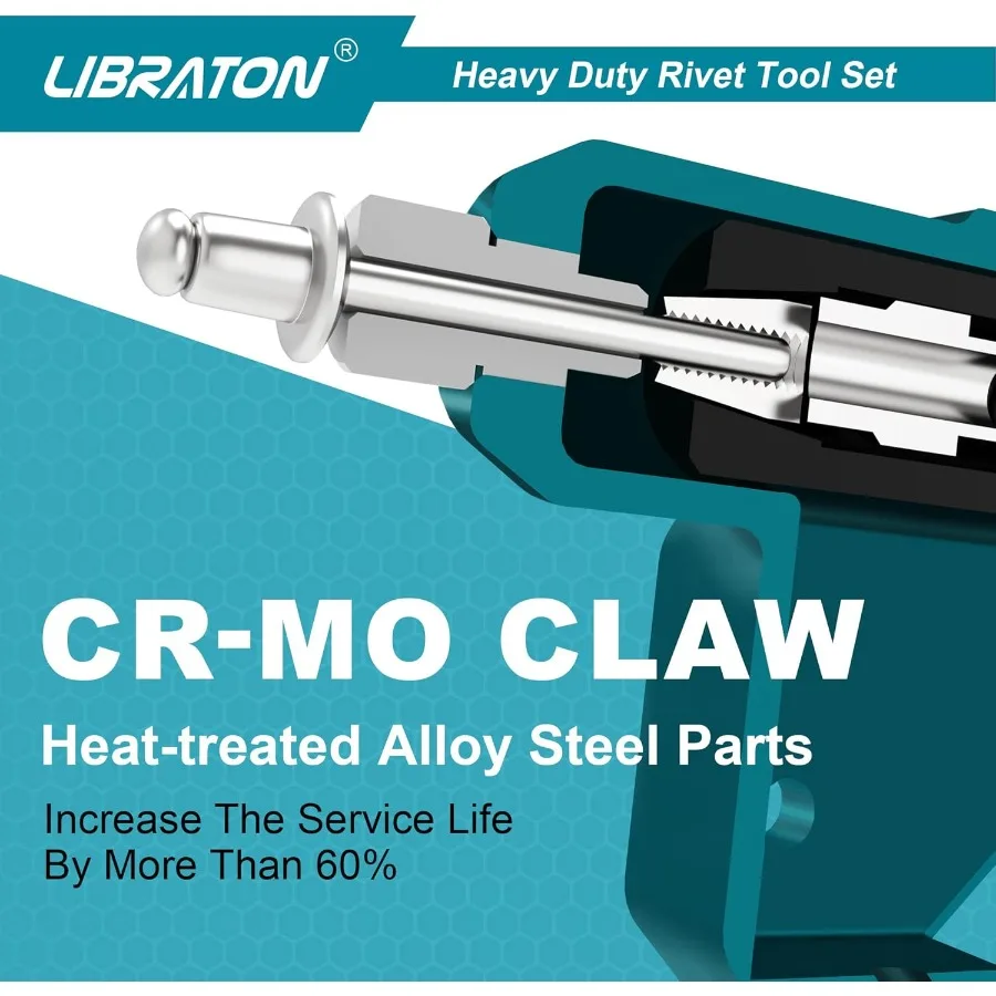 Heavy Duty Rivet Gun Pop Rivet Gun Set for Metal Wood and Plastic Repair and Assembly Professional Manual Riveting Tool with 11