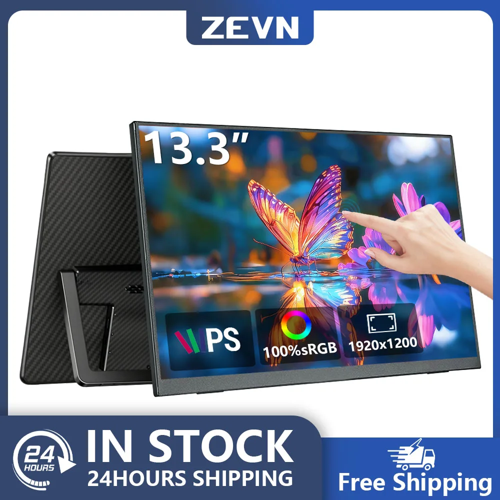 ZEVN Portable Monitor 13.3 Inch Touchable Screen 1.2K 100% SRGB 8 Bit IPS Used in Laptop Xbox Swicth Phone PS4/5
