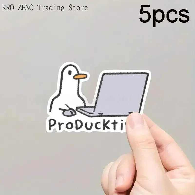 5Pcs Removable Laptop Waterproof Decals Cute Goose Laptop Stickers Notebook Computer DIY Decoration Gift For Adults