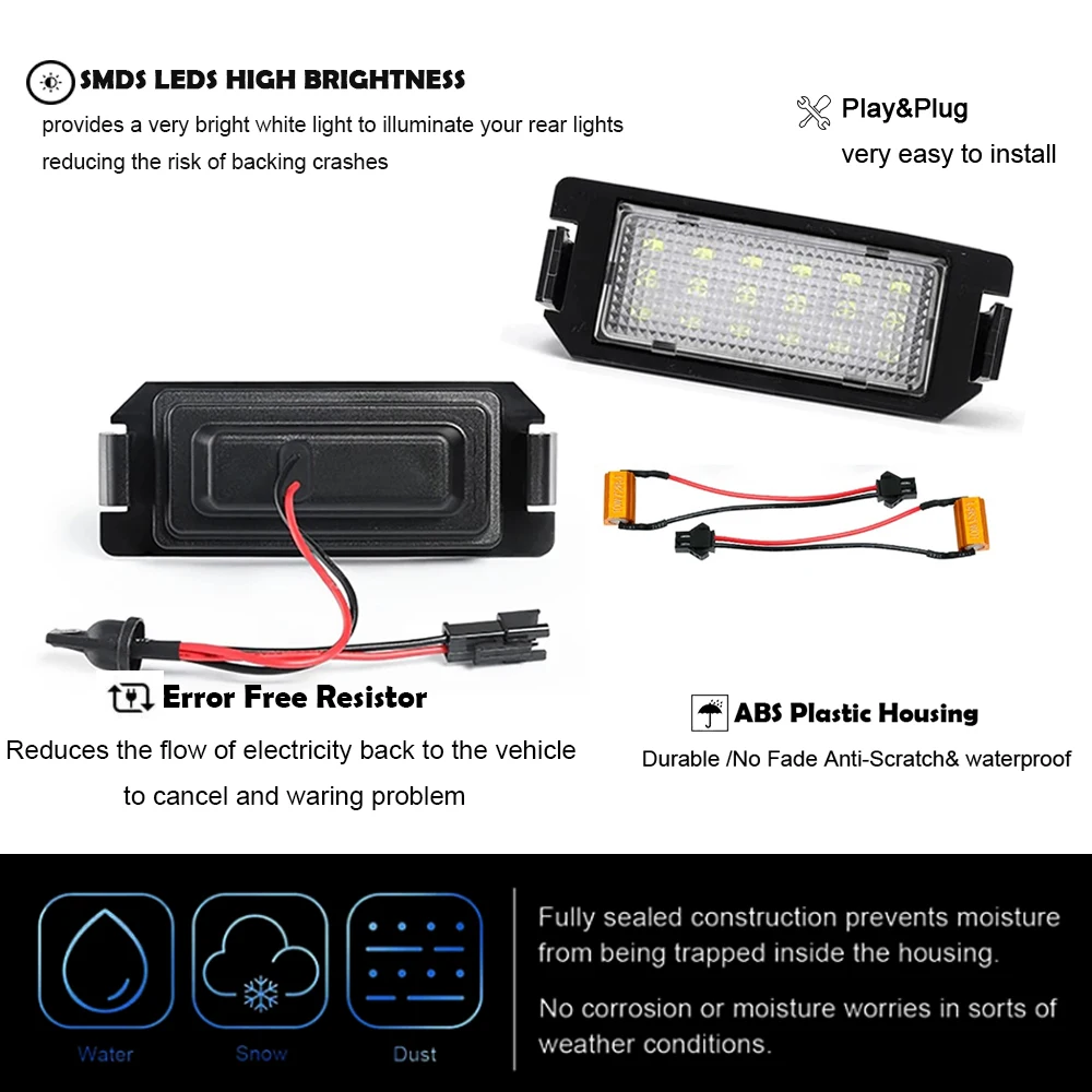 6000K Canbus Rear License Number Plate LED Light For Kia Rio Soul Picanto New Morning Hyundai I10 I20 Terracan Auto Accessories