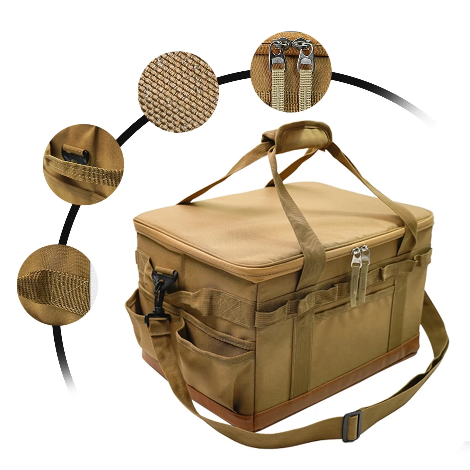 600D Camping Bag Large Capacity 30L 45L Black and Khaki Color Camping Storage Bag Portable Picnic BagOutdoor Camping Accessories