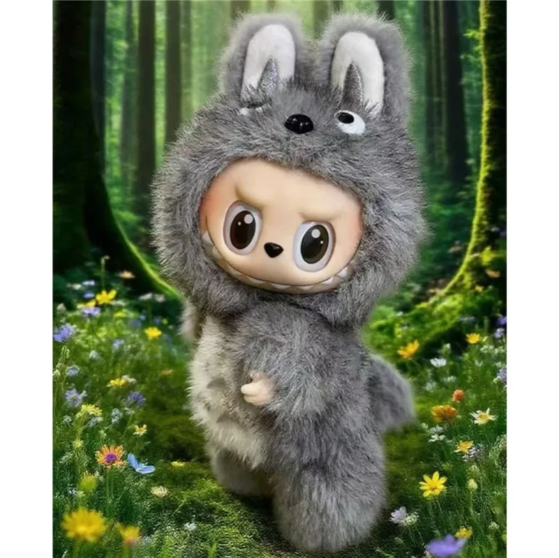 Pink Dinosaur Outfit Clothes For Labubu Doll Great Leader Demon Wings Totoro Baby Shark Cosplay Clothing Dollhouse Accessories