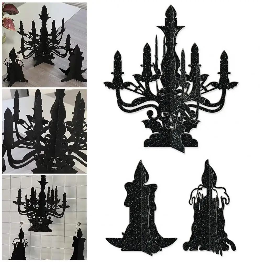 Small Ornament Set Festive Halloween New Year Decorations Set for Home Party Atmosphere 6pcs Cardboard Tabletop Ornaments