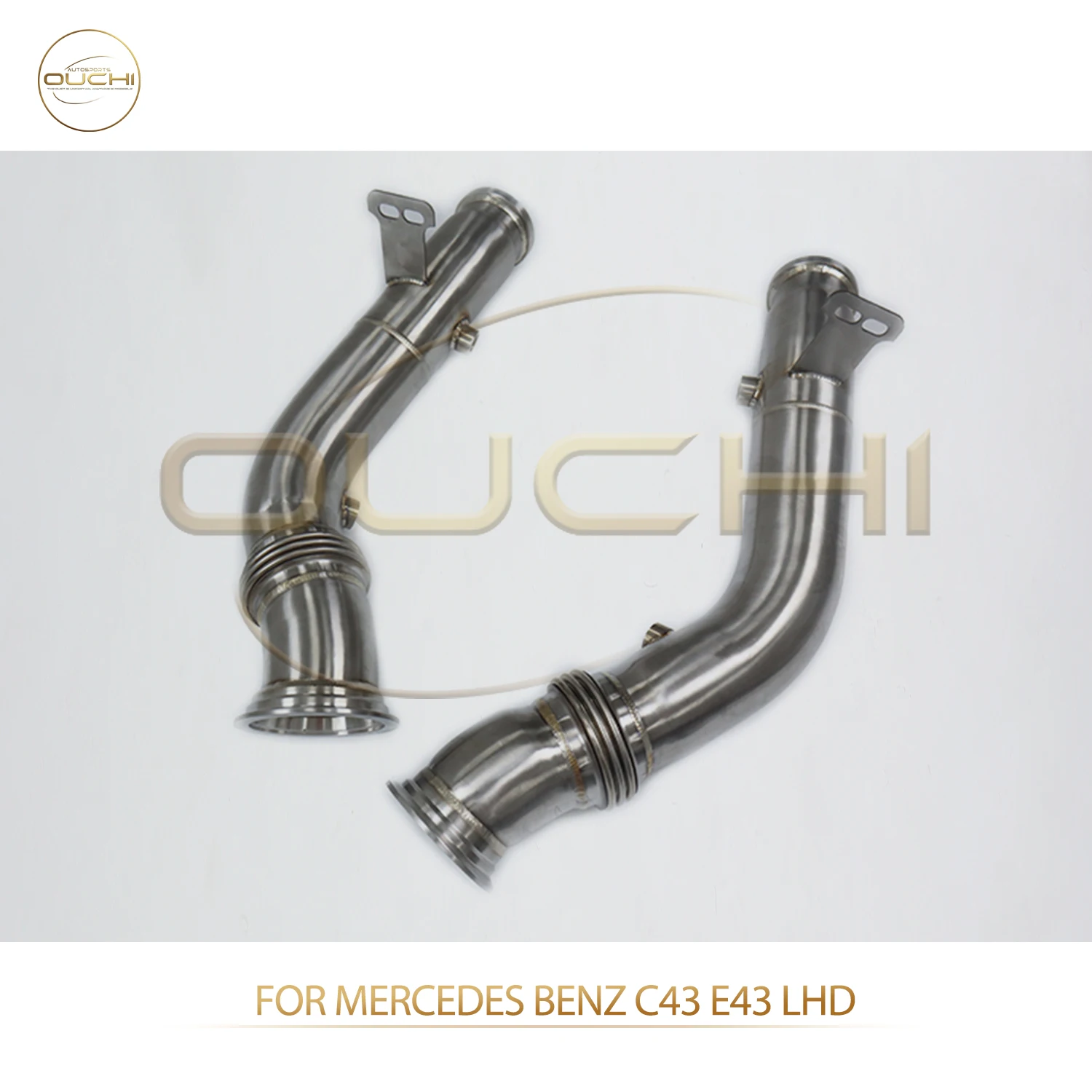 

OUCHI Factory Direct Sales Downpipe for Mercedes Benz C43 E43 LHD Without Heat Shield Enlarged and Extended Version Exhaust