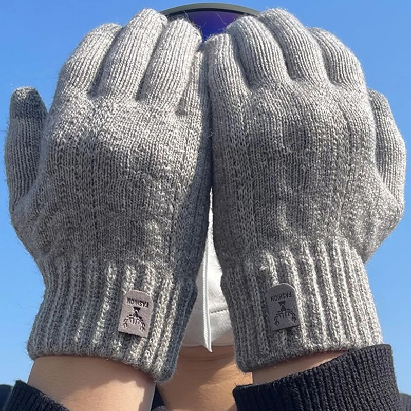 Guantes de punto gruesos y cálidos para adultos, manoplas para teléfono móvil y pantalla táctil, para exteriores, invierno, novedad