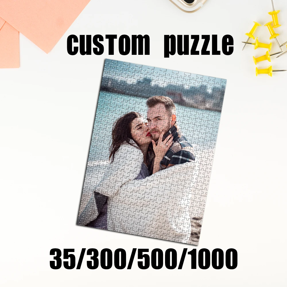 Personalized Custom Photo Puzzle Customized Couple Kissing By The Sea Puzzle for Dad, Grandmother, Grandad, Godmother