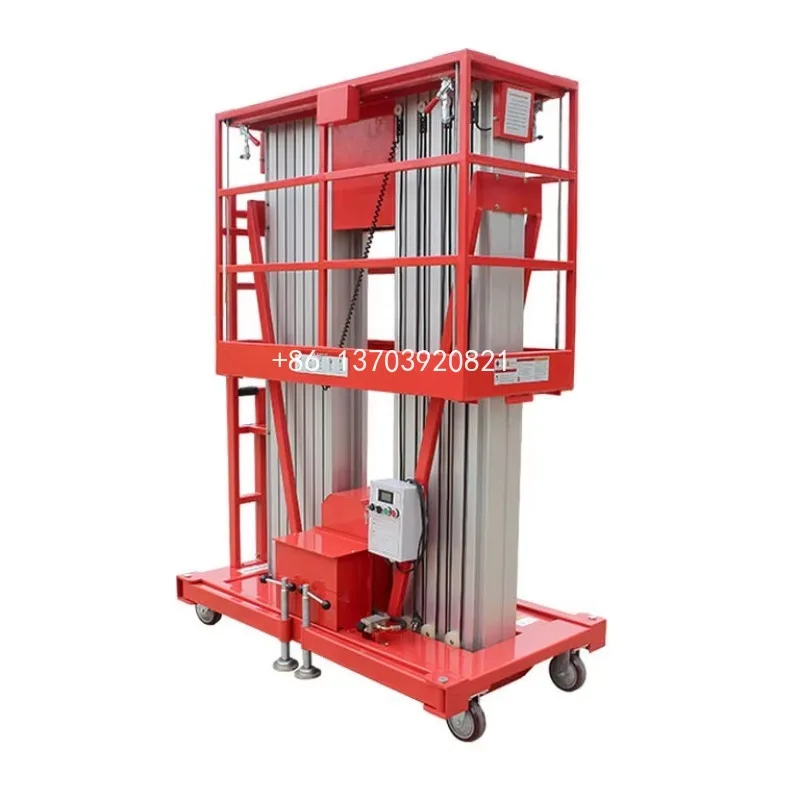 Customized Hydraulic Double Masts Aerial Maintaining Worker Man Lifter Elevator Double Mast Aluminum Alloy Lift