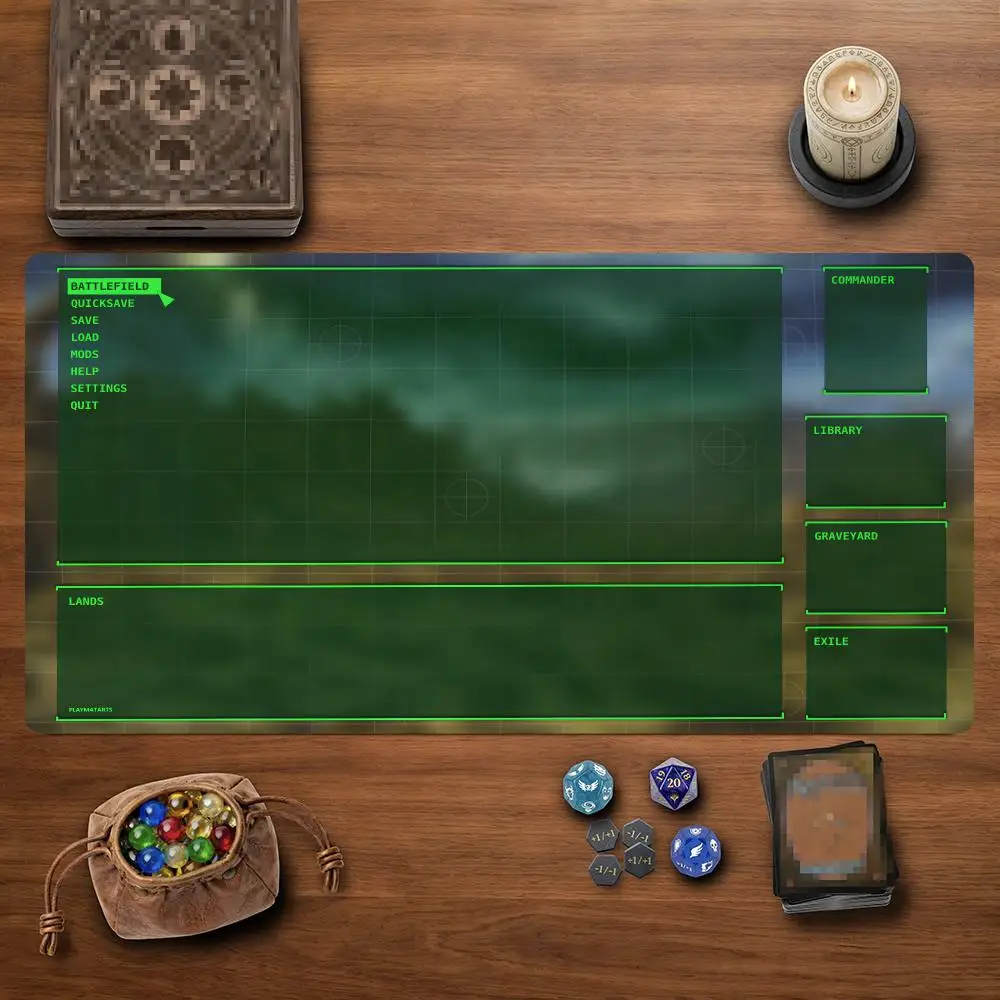 Green Grid Commander MTG&TCG Tabletop Game Mat Magic Party Playmat Durable Rubber for Games 35X60cm Mouse Pad Offices Desk Mats