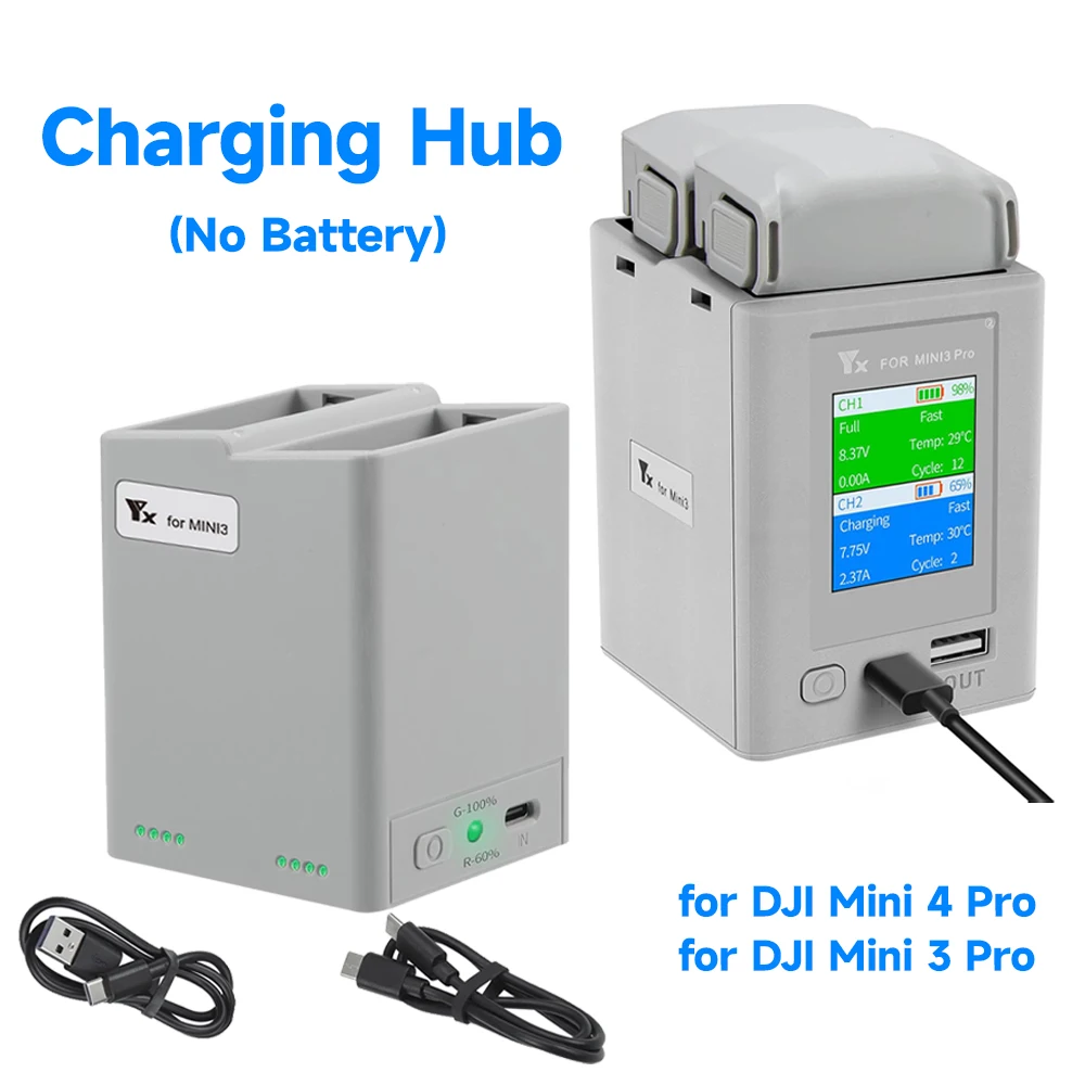 Two-way Digital Display Charging Hub Battery Intelligent Charger for DJI Mini 4 Pro/Mini 3 Pro Charging Butler Power Bank Drone