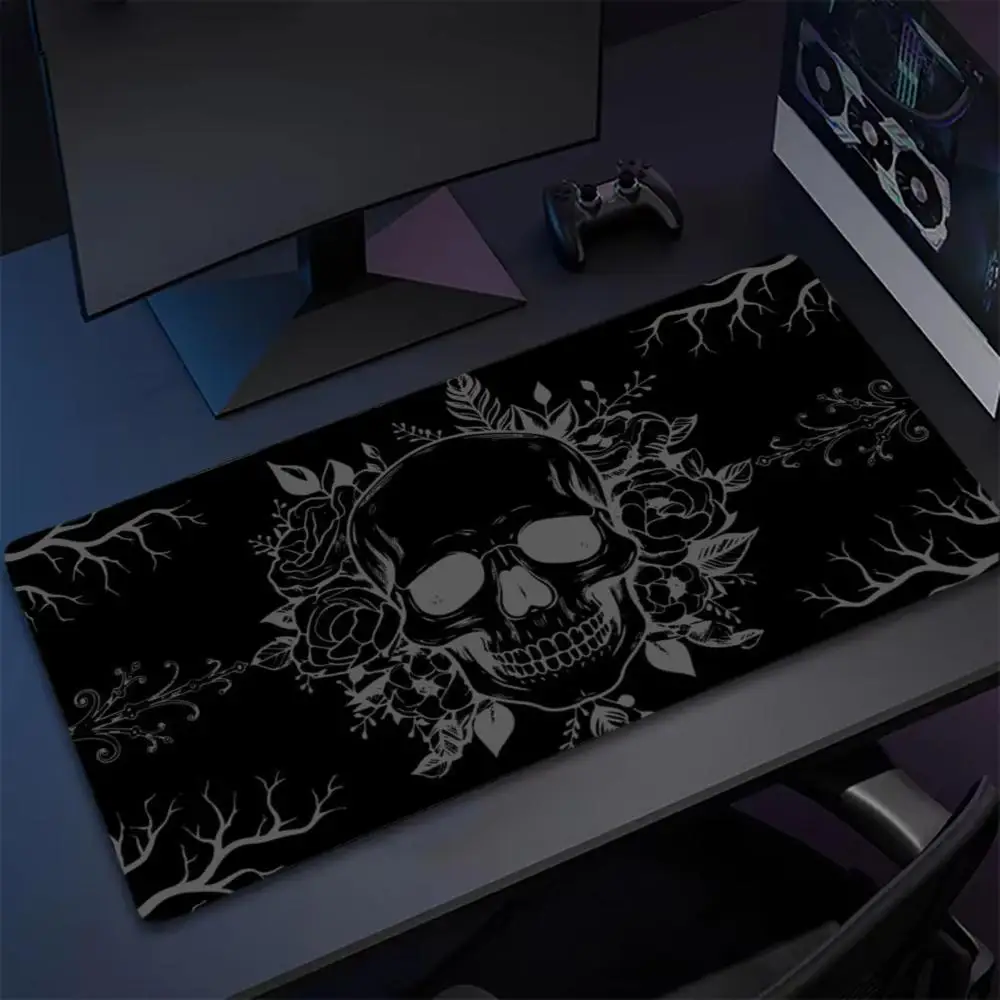 

Black White Skull Computer Laptop Mouse Pad Office Desk Mat Gaming Mousepad Rubber Bottom Non-Slip Cushion 900X400
