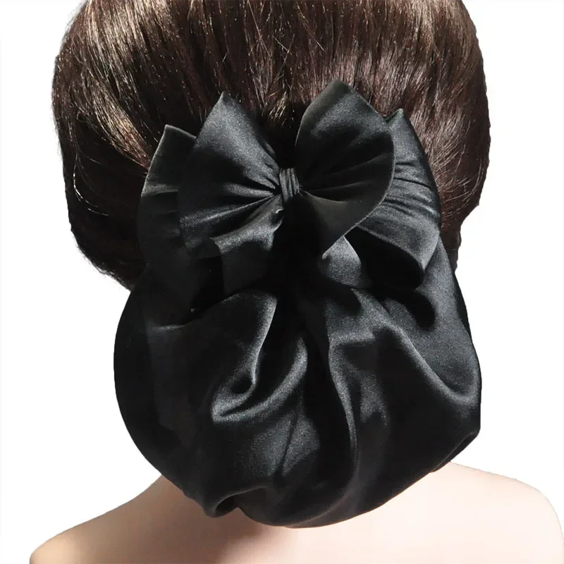 Korean Professional Hair Clip with Ruffled Black Bun Net and Bows for Women Accessoires Femme Pince Cheveux Barettei-Remiel